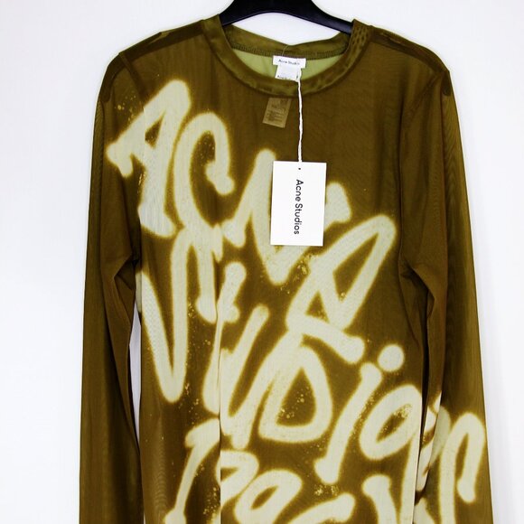 BNWT SS25 ACNE STUDIOS SPRAYED LOGO LS TSHIRT L - Picture 2 of 11